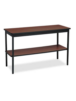 Barricks Utility Table With Bottom Shelf Rectangular 48w X 18d X 30h Walnut/black Uts1848wa