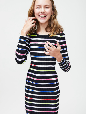 Milly Minis Multi Stripe Long Sleeve Dress