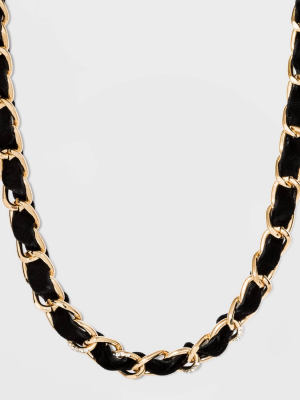 Chain With Woven Velvet Ribbon Statement Necklace - A New Day™