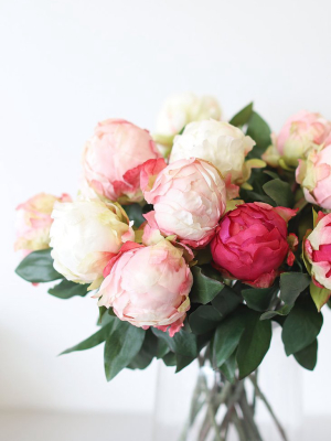 Artificial Flower Peony Bud In Cream - 18"