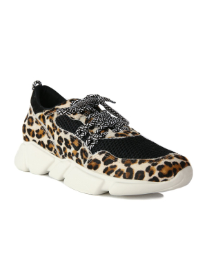 Venus Leopard Calf Hair Platform Sneaker