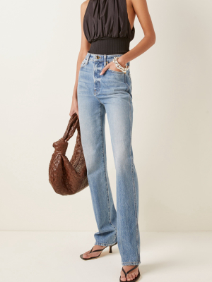 Jersey-paneled Cotton-poplin Top