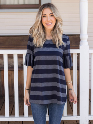 The Kamy Top - Navy/charcoal