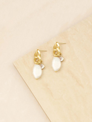 Mini Freshwater Pearl 18k Gold Plated Dangle Earrings