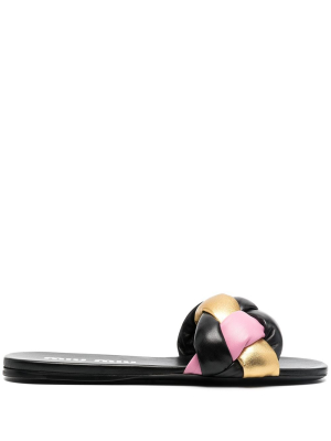 Miu Miu Braided Strap Flat Sandals