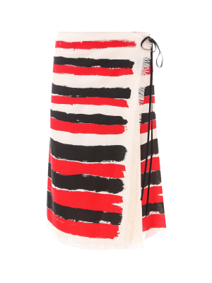 Marni Striped Wrap Midi Skirt