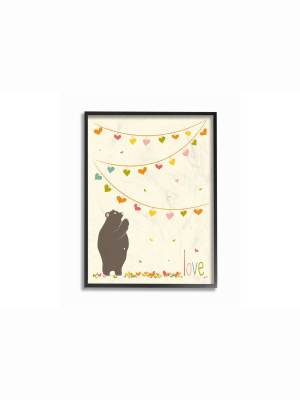 11"x1.5"x14" Love Bear With Heart Garland Framed Giclee Texturized Art - Stupell Industries