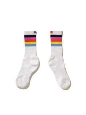 The Women's Rainbow Crew Sock - White Multi