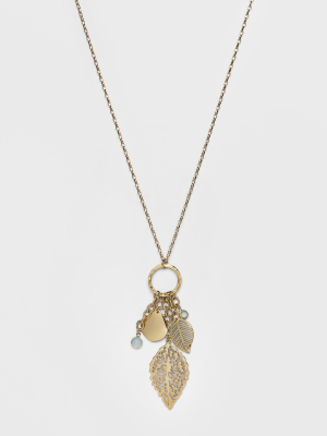 Hanging Leaves And Channels Long Necklace - A New Day™ Gold