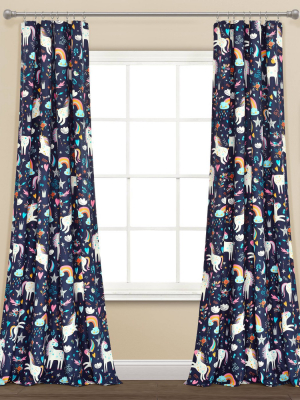 84"x52" Set Of 2 Unicorn Heart Window Curtain Panels - Lush Décor