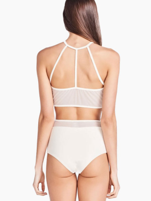 Hot Thais Mesh High Waist Bikini Bottom - Off White