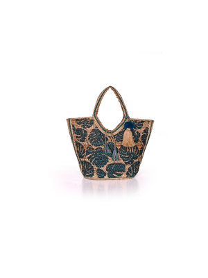 Tropical Leaf Jute Tote