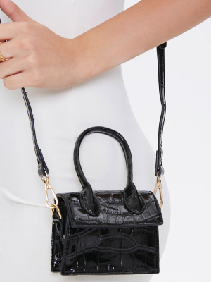 Mini Faux Croc Leather Crossbody Bag