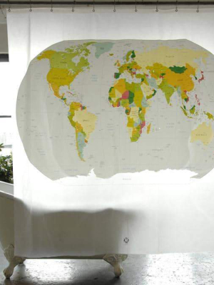 World Map Peva Shower Curtain