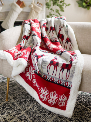 Prancer Sherpa Throw - Red - 50" X 60" - Safavieh.