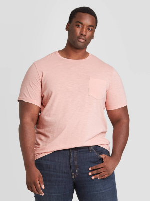 Men's Big & Tall Standard Fit Short Sleeve Slub Pocket Jersey T-shirt - Goodfellow & Co™ Pink