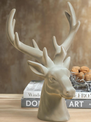 Flocked Cream Stag Head