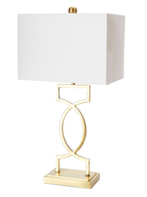 24.5" The Estelle Silverwood Table Lamp With Shade (includes Cfl Light Bulb) Gold - Decor Therapy