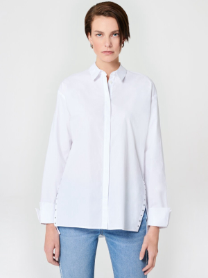 Cotton Poplin Rhinestones Blouse