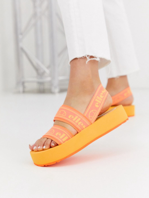 Ellesse Giglio Flatform Logo Sandal In Orange