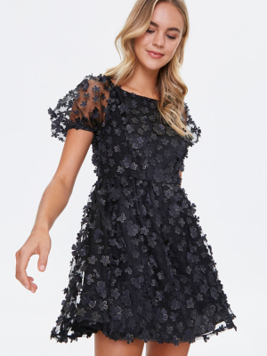 Embellished Floral Fit & Flare Dress