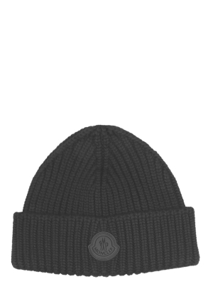 Moncler Logo Patch Ribbed Beanie