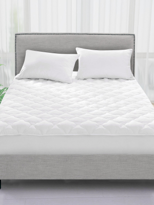 Puredown Fourleaf Clover Quilted Down Alternative Peach Skin Mattress Pad