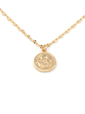 May Martin <br> Golden Happy Face Coin Necklace