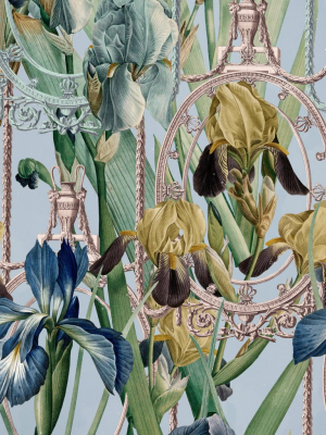 Fleurs D'iris Wallpaper In Aquamarine From The Wallpaper Compendium Collection By Mind The Gap