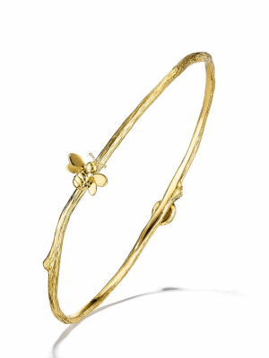 Wonderland Oval Twig Ladybug & Bee Bangle