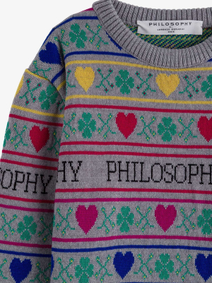 Philosophy Di Lorenzo Serafini Kids Heart Logo Intarsia Jumper