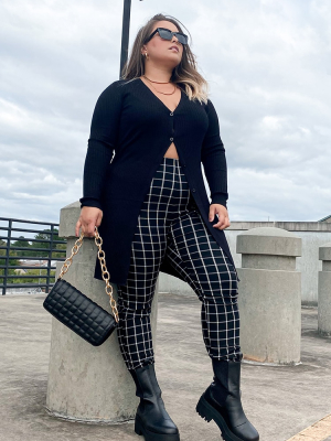 Plus Size Grid Print Pants