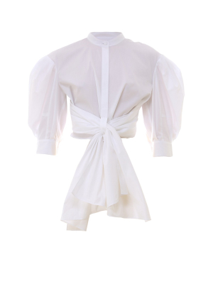 Alexander Mcqueen Bow Wrap Puff-sleeve Shirt