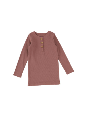 Lil Legs Ribbed Long Sleeve Tee - Rosewood