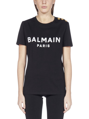 Balmain Flocked Logo T-shirt