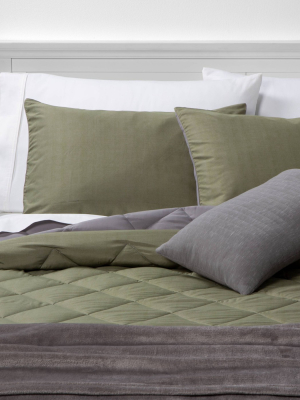 King Solid Microfiber Bed Set Olive - Room Essentials™