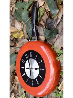 Frying Pan Clock Red - Creative Motion Industries