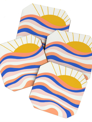 4pk Sunshine Canteen Sunrise Surf Coasters - Society6