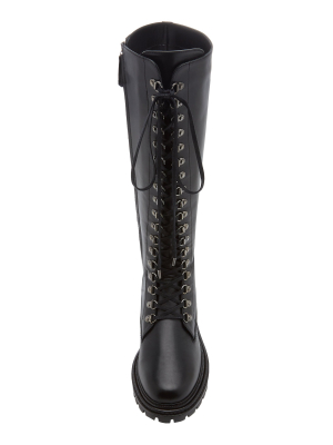 Leather Knee-high Combat Boots