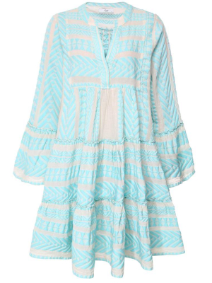 Short Ella Dress In Baby Blue/off White