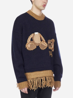 Palm Angels Bear Fringed Sweater