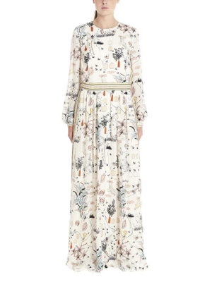 Tory Burch Printed Fitted Waist Maxi Dress