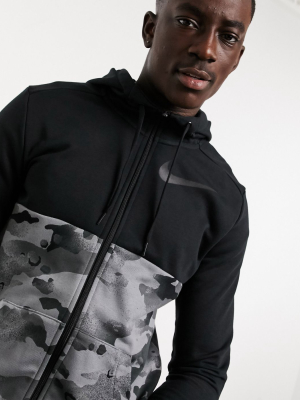 Nike Training Therma Hoodie In Gray Camo