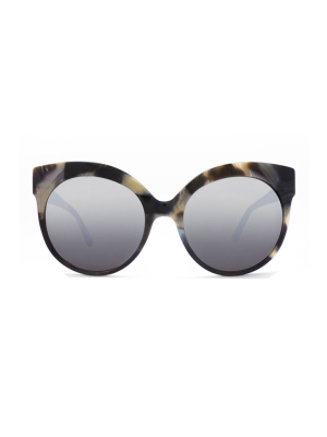 Kensington Cat Eye Mirrored Sunglasses  - Melody Gray & Black