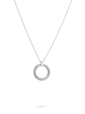 Marco Bicego® Masai Collection 18k White Gold And Diamond Single Circle Short Necklace