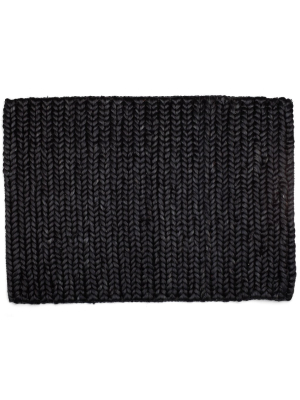 Provide Rugs - Chunky Braided Jute Doormat - Black