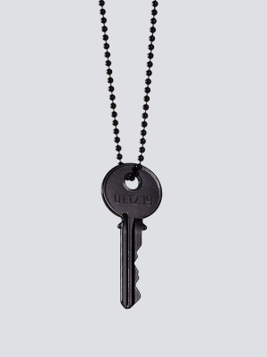 Sobriety Date Anniversary Matte Black Key Necklace