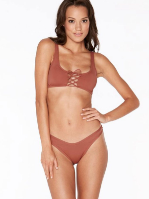 Romi Lace-up Bikini Top - Faded Rose Pink