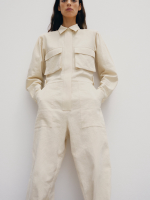 Corylus Linen-cotton Jumpsuit