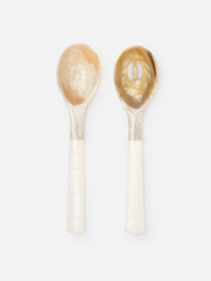 Blue Pheasant Halette Natural 2-piece Serving Spoon Set